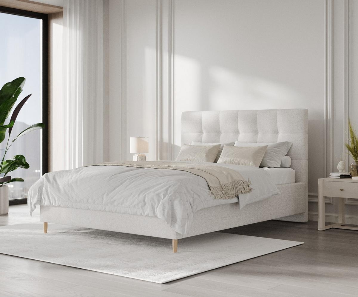 POLSTERBETT Cora 120/200 cm Hellbeige im Riva Stoff - Beige/Naturfarben, Holz/Holzwerkstoff (120/200cm) - AltaBeds