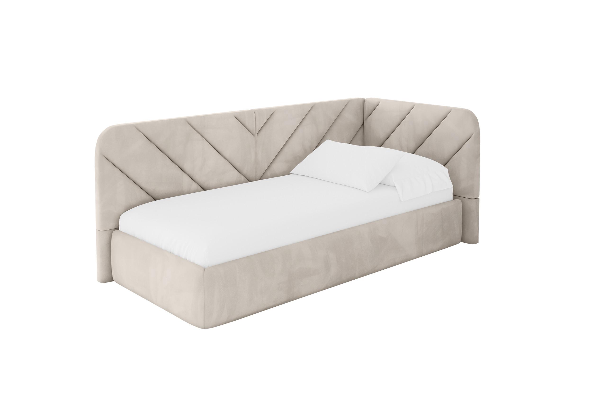 EINZELLBETT Jugendbett mit Bettkasten, Links - FIKY 100x200 Beige - Ecru, Holzwerkstoff/Textil (100/200cm) - ALTDECOR