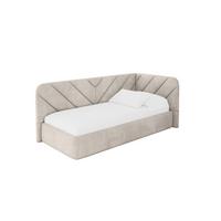 EINZELLBETT Jugendbett mit Bettkasten, Links - FIKY 100x200 Beige - Ecru, Holzwerkstoff/Textil (100/200cm) - ALTDECOR
