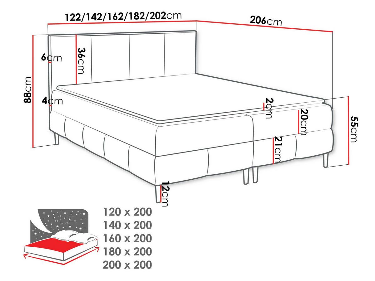 BOXBETT Box Best 2 - H3 - Schwarz/Bronzefarben, Holz/Holzwerkstoff (160/200cm) - MIRJAN24