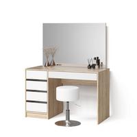 SCHMINKTISCH Imola Weiß/Sonoma 120 cm mit Hocker - Weiß/Sonoma Eiche, Holzwerkstoff (120/75/55cm) - Livinity®