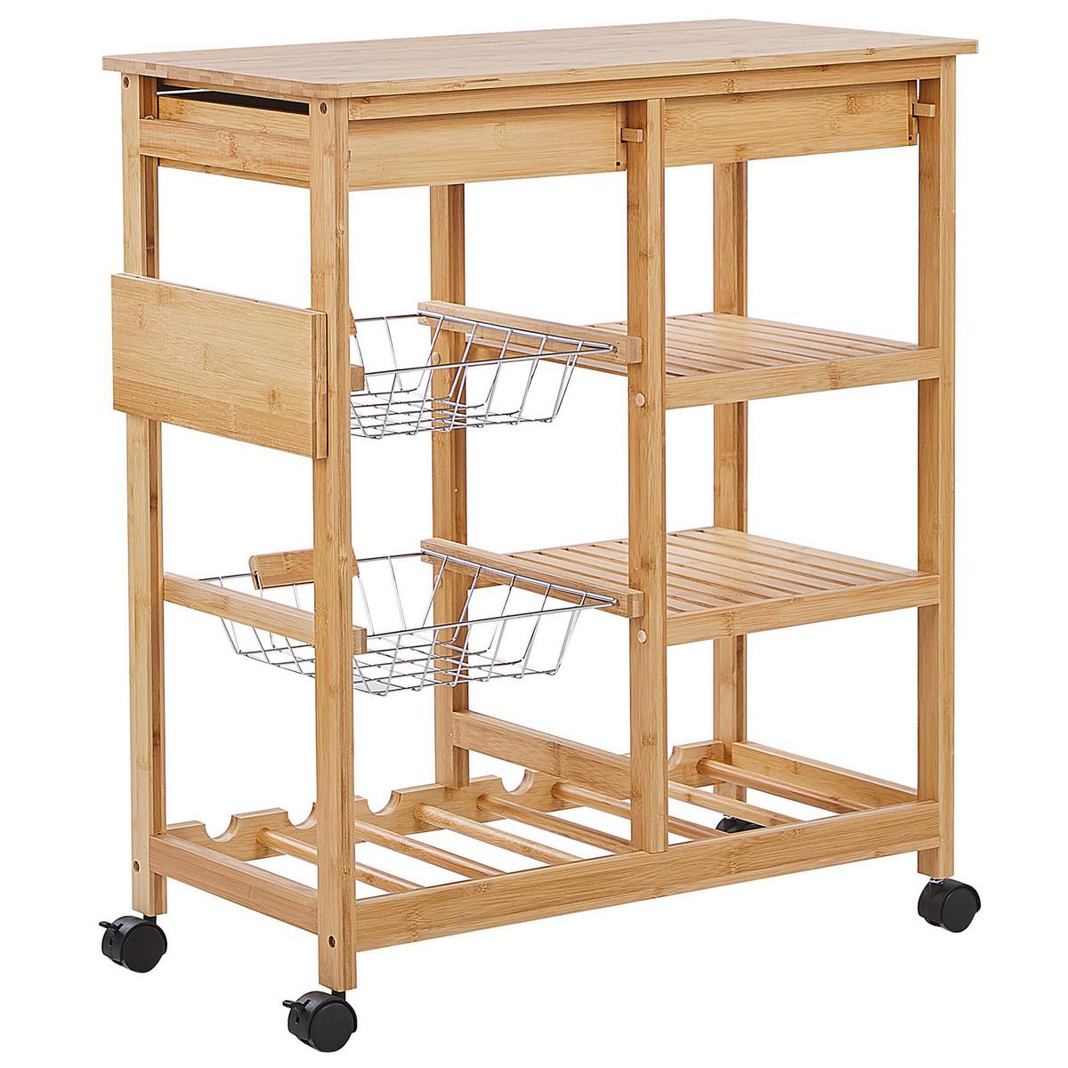 SERVIERWAGEN Bambus Hellbraun Morino - Braun, Holz (67/80/37cm) - Beliani