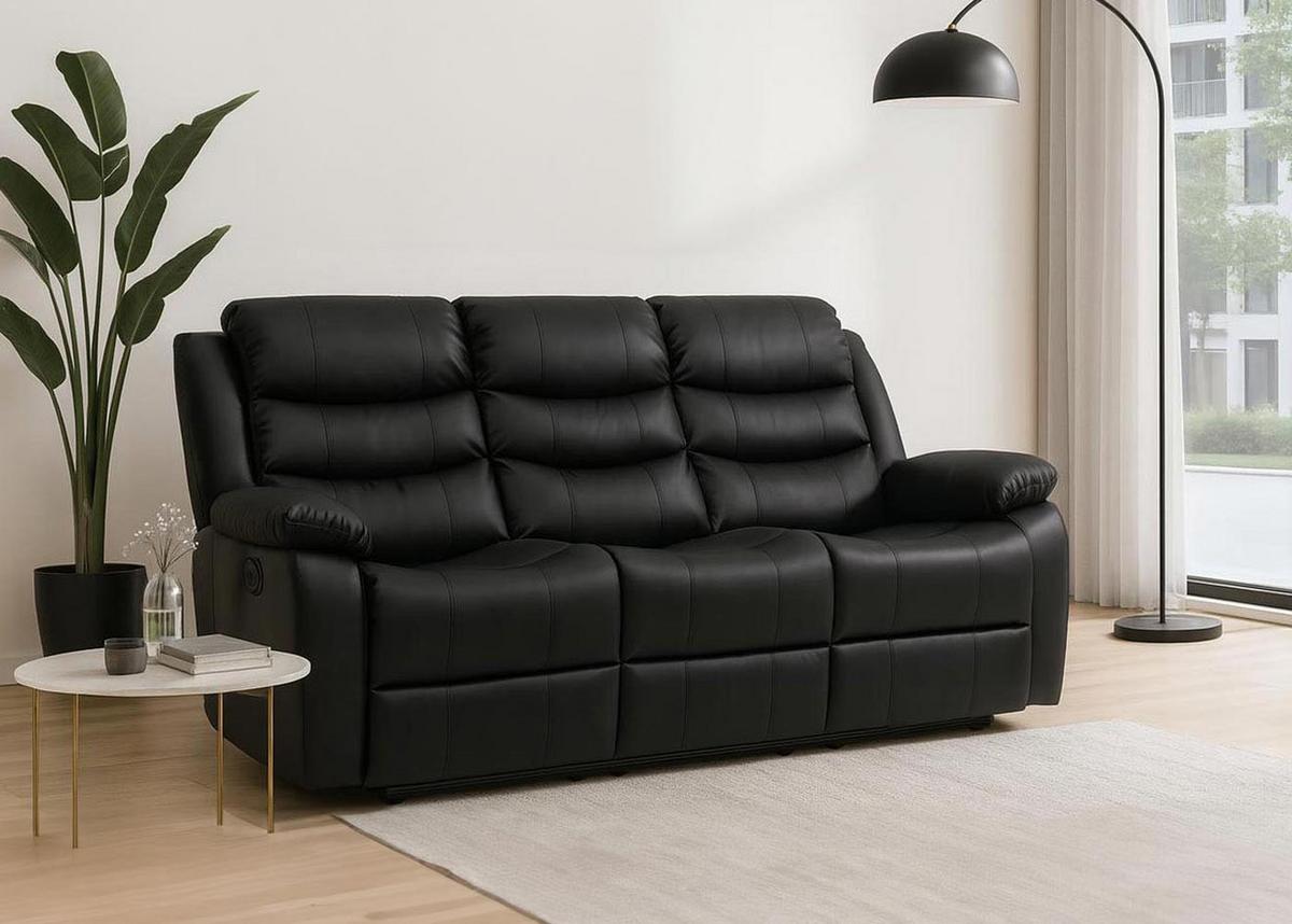 3ER KINOSESSEL Schwarz - Schwarz, Textil (181/107/164cm) - MCW