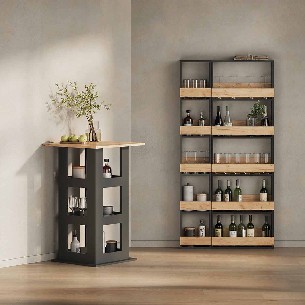 BARTISCH Regusa Goldkraft Eiche/Anthrazit 65 x 65 cm - Honigeiche/Anthrazit, Holzwerkstoff (65/65/106cm) - Livinity®