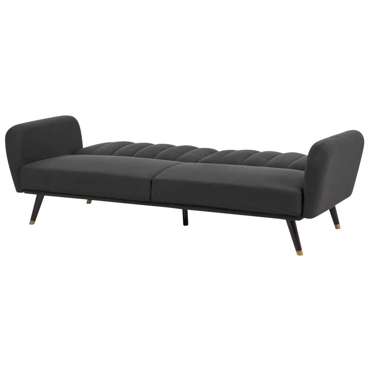 3-SITZER-SCHLAFSOFA Samtstoff schwarz Vimmerby - Schwarz, Textil (212/90/80cm) - Beliani