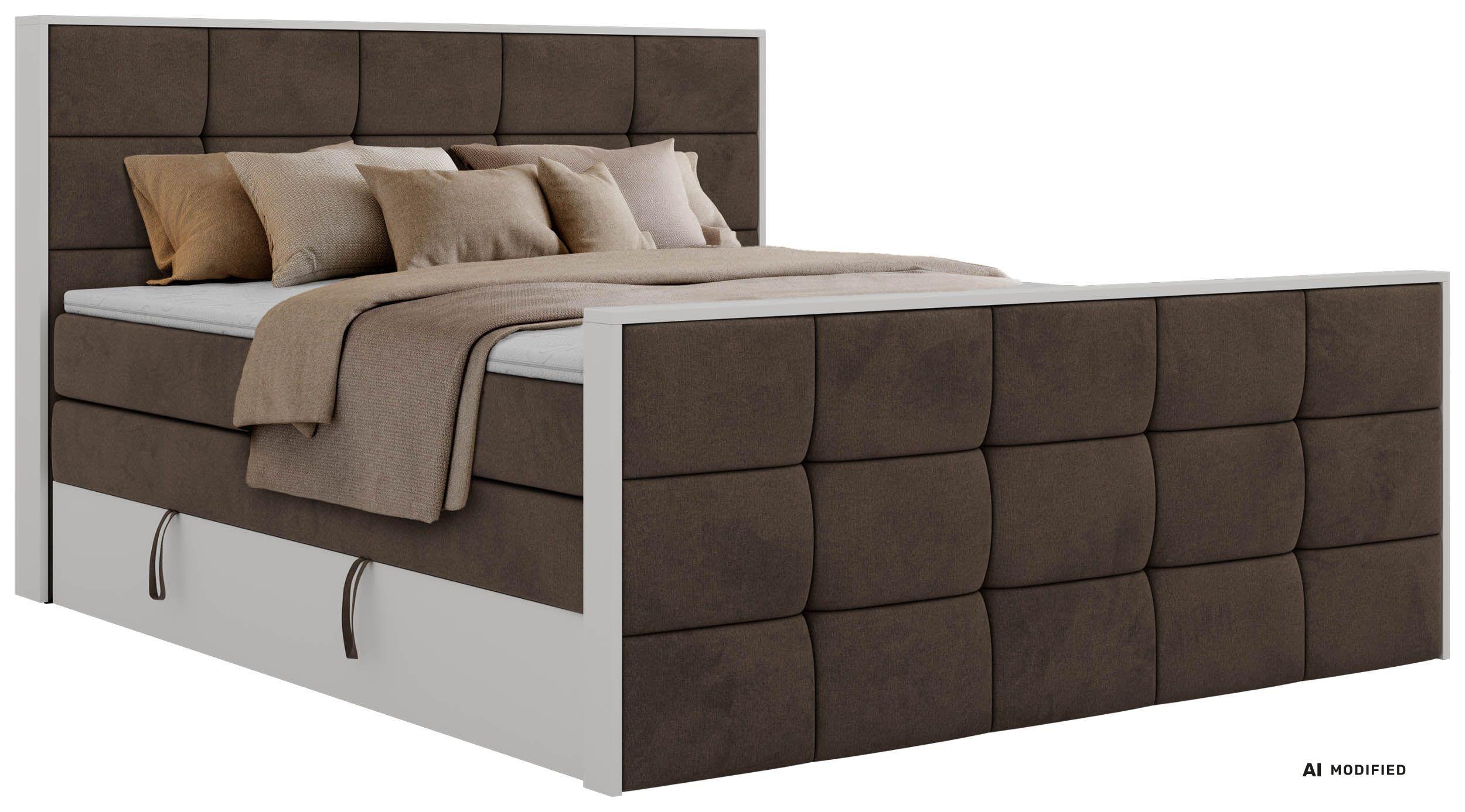 BOXSPRINGBETT ALVIT KING DUO 180/200 - Braun Velvet - Topper T25 - H4 - Schwarz/Braun, Kunststoff/Textil (180/200cm) - MKS