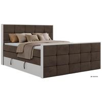 BOXSPRINGBETT ALVIT KING DUO 180/200 - Braun Velvet - Topper Visco - H4 - Schwarz/Braun, Kunststoff/Textil (180/200cm) - MKS