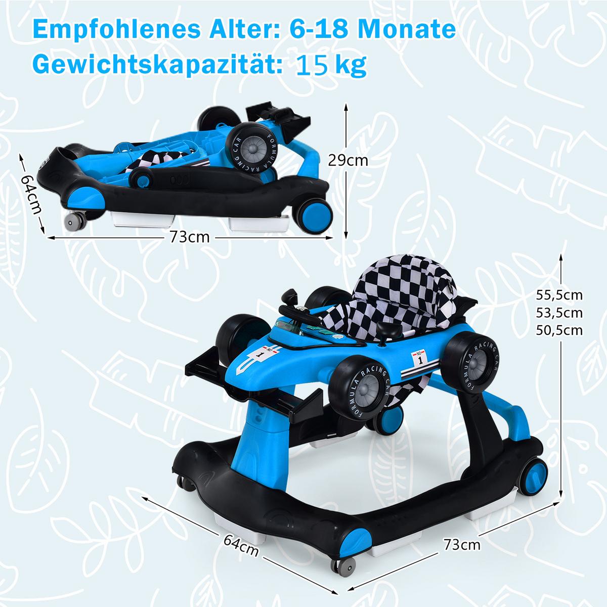 LAUFLERNWAGEN Klappbar Blau - Blau, Kunststoff (76/56/64cm) - COSTWAY