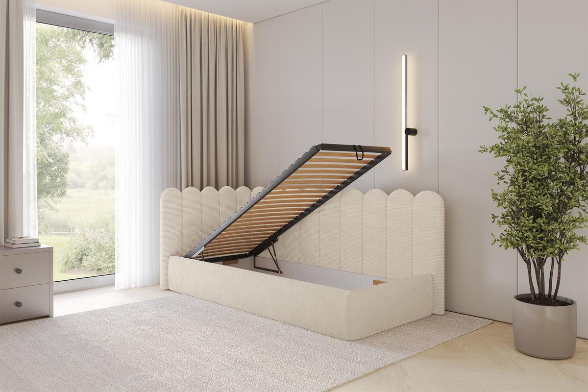 EINZELLBETT Jugendbett mit Bettkasten, Rechts - ARTY 80x200 Beige - Kaschmir, Holzwerkstoff/Textil (80/200cm) - ALTDECOR