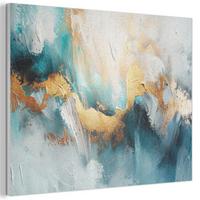 AKUSTIKBILD Abstrakt - Kunst - Gold - Blau Wanddeko 70x50 cm - Petrol, Kunststoff (70/50/0.9cm) - MuchoWow