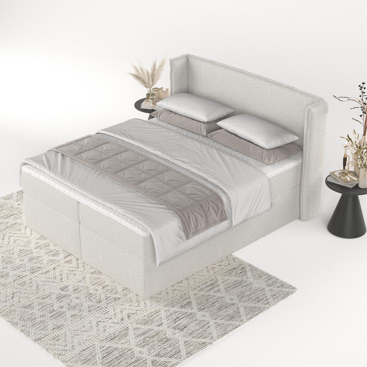 BOXBETT Viva 200/200 cm Hellbeige im Riva Stoff - Beige/Schwarz, Holz/Holzwerkstoff (200/200cm) - AltaBeds