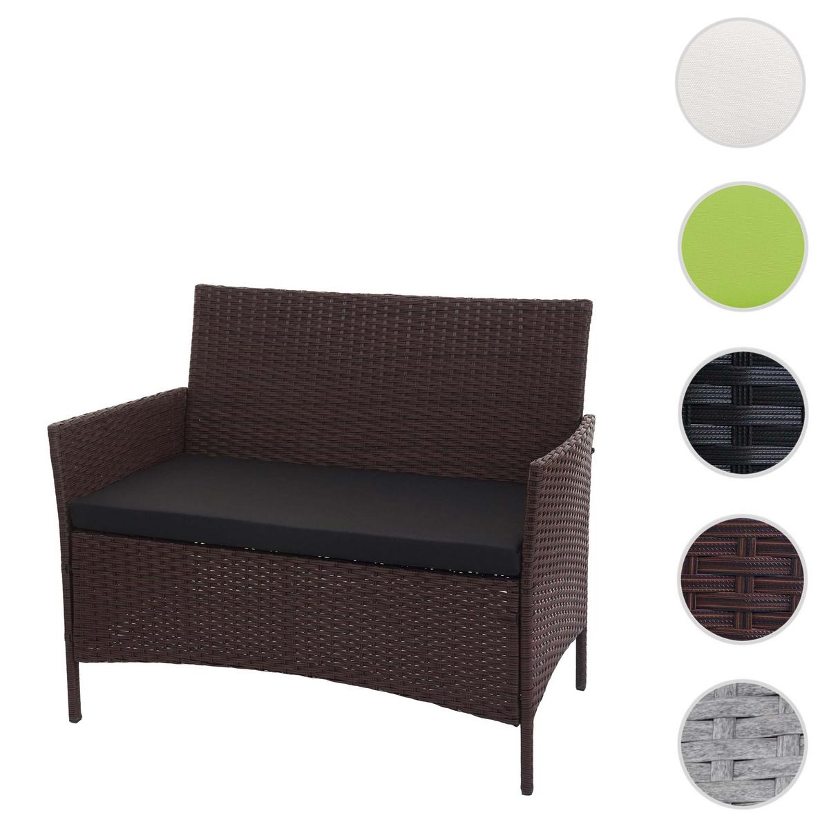 POLY-RATTAN GARTENBANK Braun, Schwarz - Schwarz/Braun, Kunststoff (106/83/60cm) - MCW