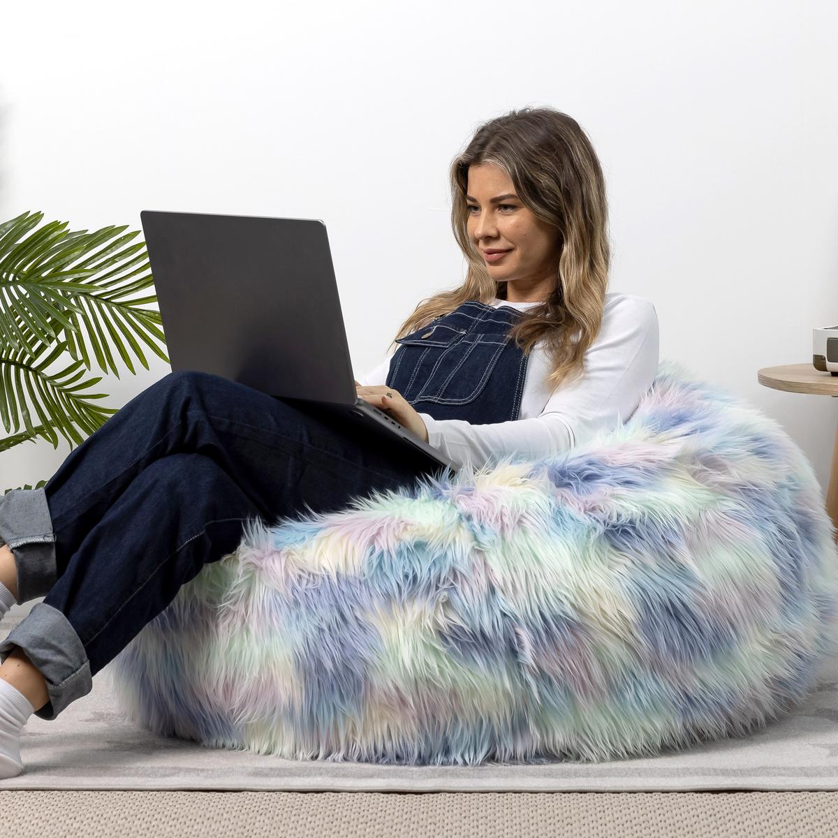 SITZSACK Einhorn aus Kunstfell - Multicolor, Kunststoff (85/50/85cm) - icon