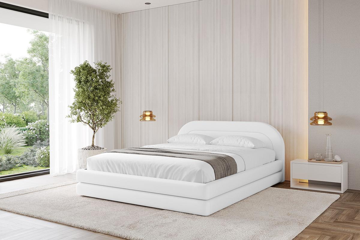 POLSTERBETT mit Bettkasten und Lattenrost, Bett mit Matratze H3/H4 - LERIS-v1 180x200 Weiß Kunstleder - Weiß Hochglanz, Holzwerkstoff/Textil (180/200cm) - ALTDECOR