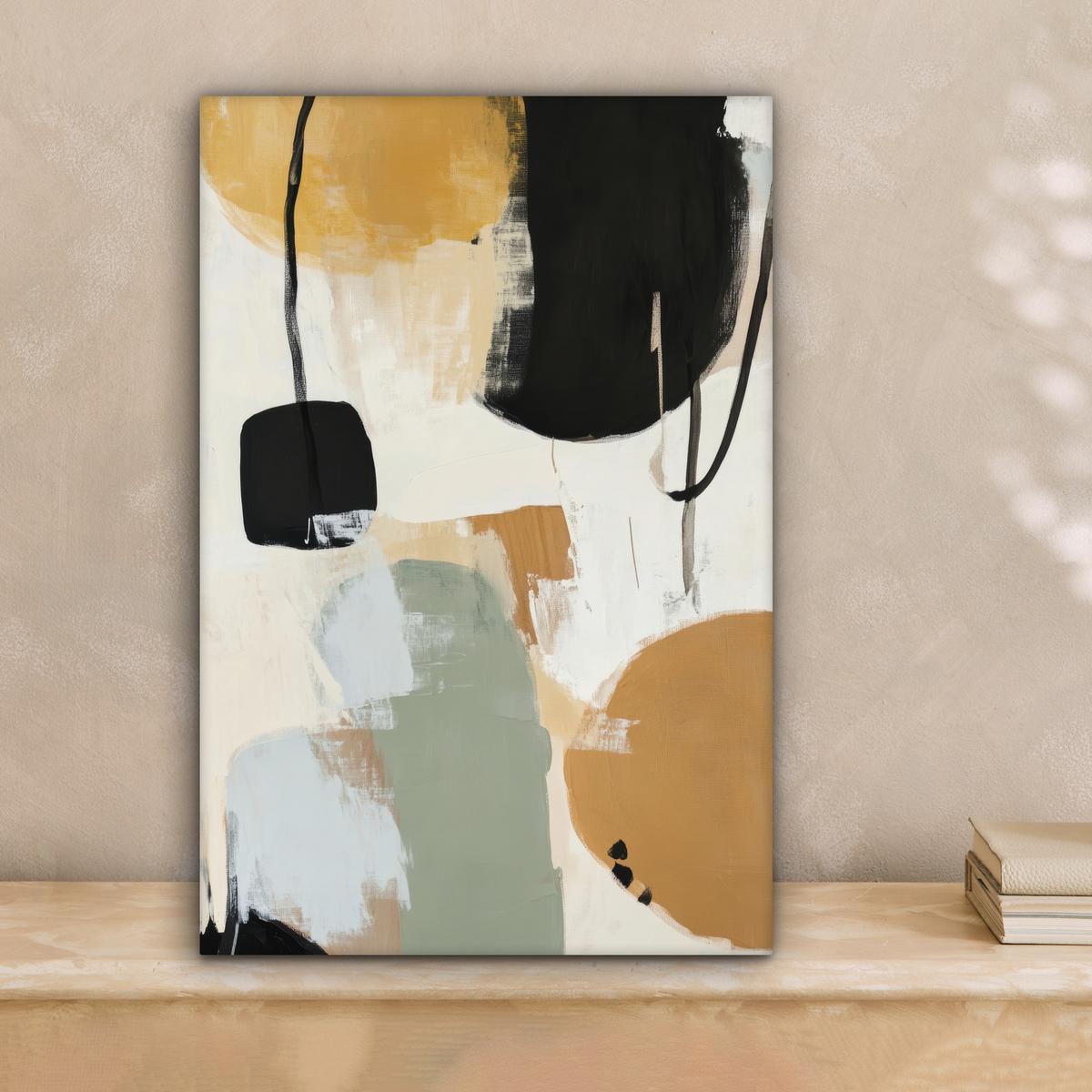 LEINWANDBILD Farbe - Abstrakt - Farben Deko Wohnzimmer 20x30 cm - Currygelb, Textil (20/30cm) - MuchoWow