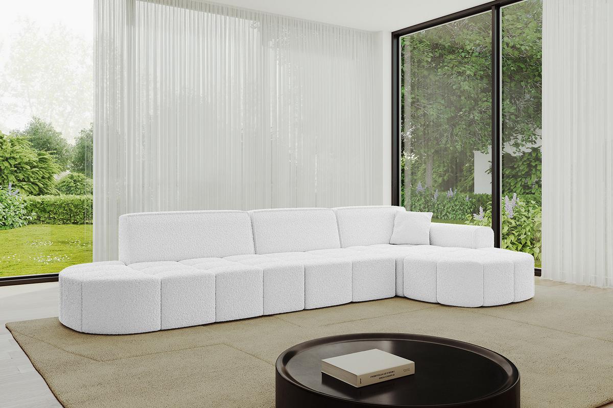 ECKSOFA Ottomane Rechts LIVO-L2 - 337x173x79,5 cm Weiß - Weiß, Holzwerkstoff/Textil (337/173cm) - ALTDECOR