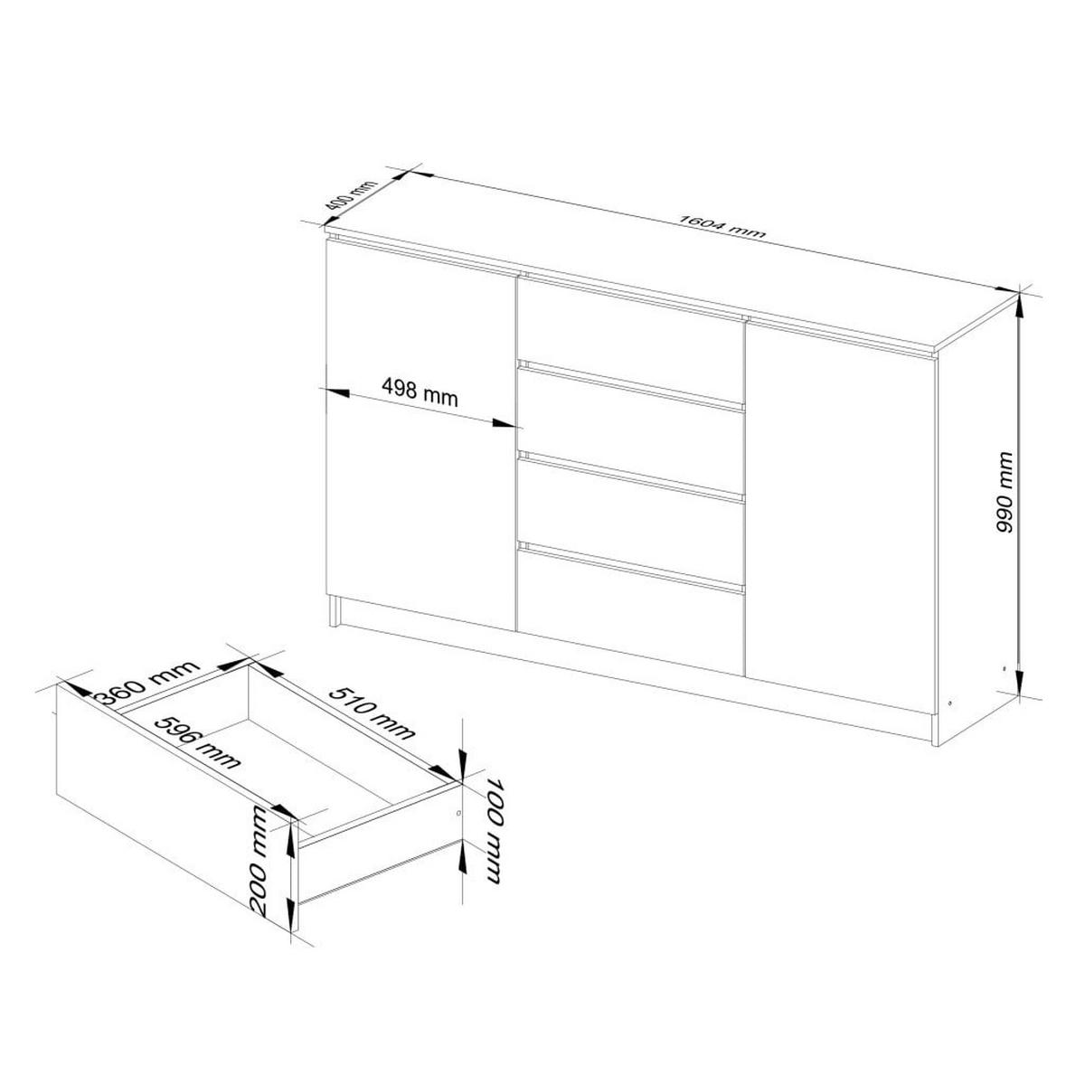 KOMMODE Eiche Sonoma 99/160/40 - Sonoma Eiche, Holzwerkstoff (160/99/40cm) - RAUMHIRSCH FURNITURE