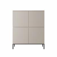 HIGHBOARD Bemmi Beige mit schwarzen Beinen 4-türig 100 cm - Beige/Schwarz, Holzwerkstoff/Metall (100/120.5/35cm) - Selsey