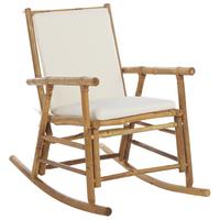 SCHAUKELSTUHL Bambusholz hellbraun Auflage cremeweiß Frigole - Hellbraun/Weiß, Holz (56/87/42cm) - Beliani