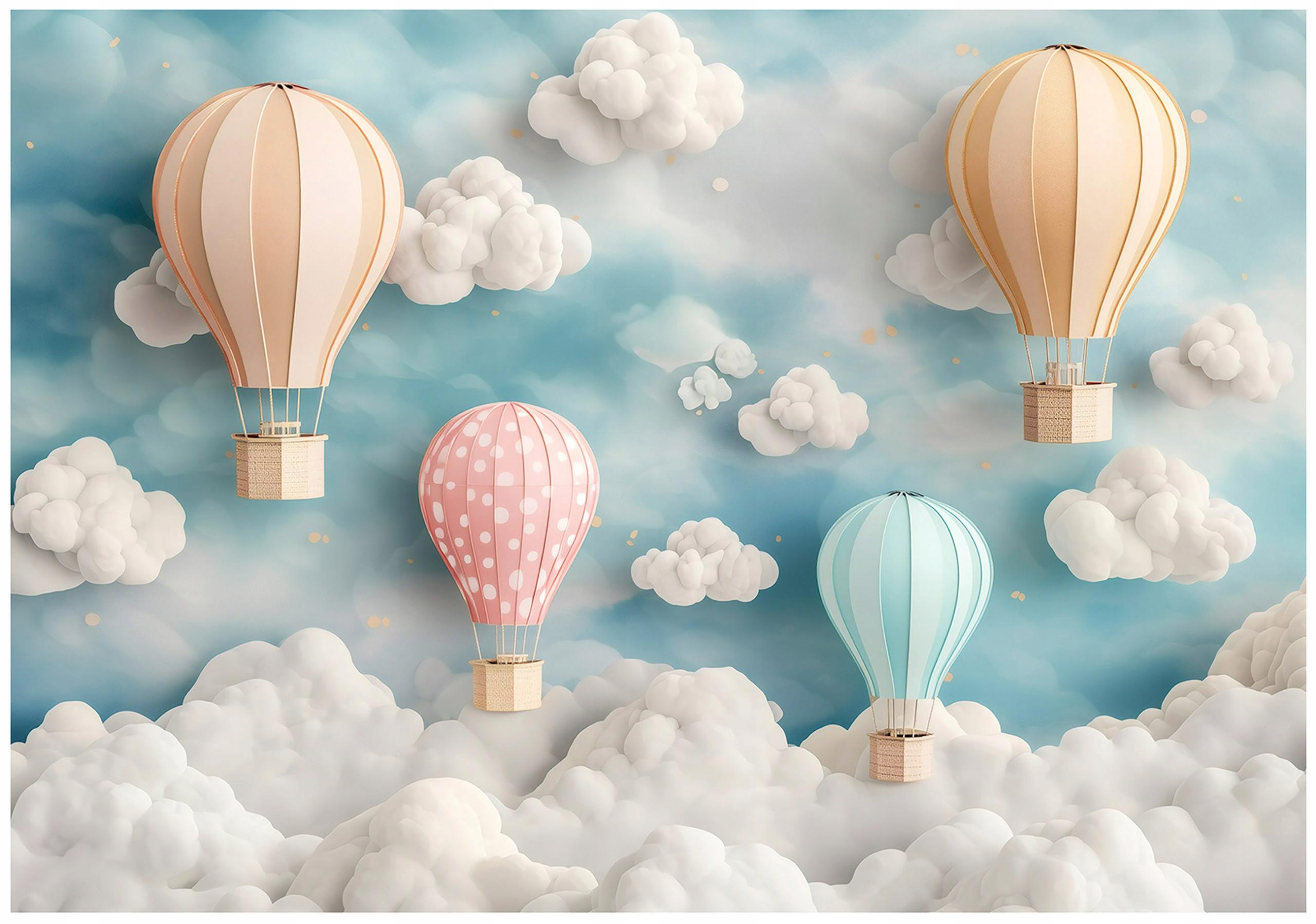 FOTOTAPETE Ballons Wolken Blau 312x219 cm - Multicolor, Papier (312/219cm) - Wallarena
