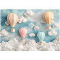FOTOTAPETE Ballons Wolken Blau 312x219 cm - Multicolor, Papier (312/219cm) - Wallarena