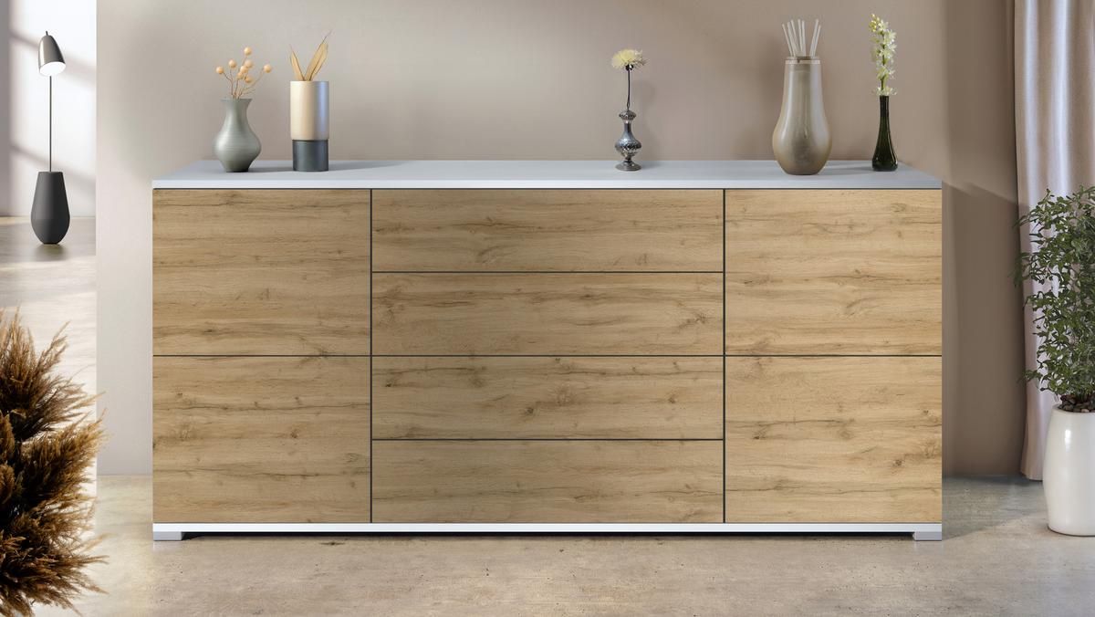SIDEBOARD Rova Eiche Evoke - Eiche San Remo, Holzwerkstoff (166.5/75.5/35cm) - Vladon