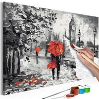 MALEN NACH ZAHLEN 50/40 cm - Rot/Grau, Textil (1.4/40cm) - KUNSTLOFT