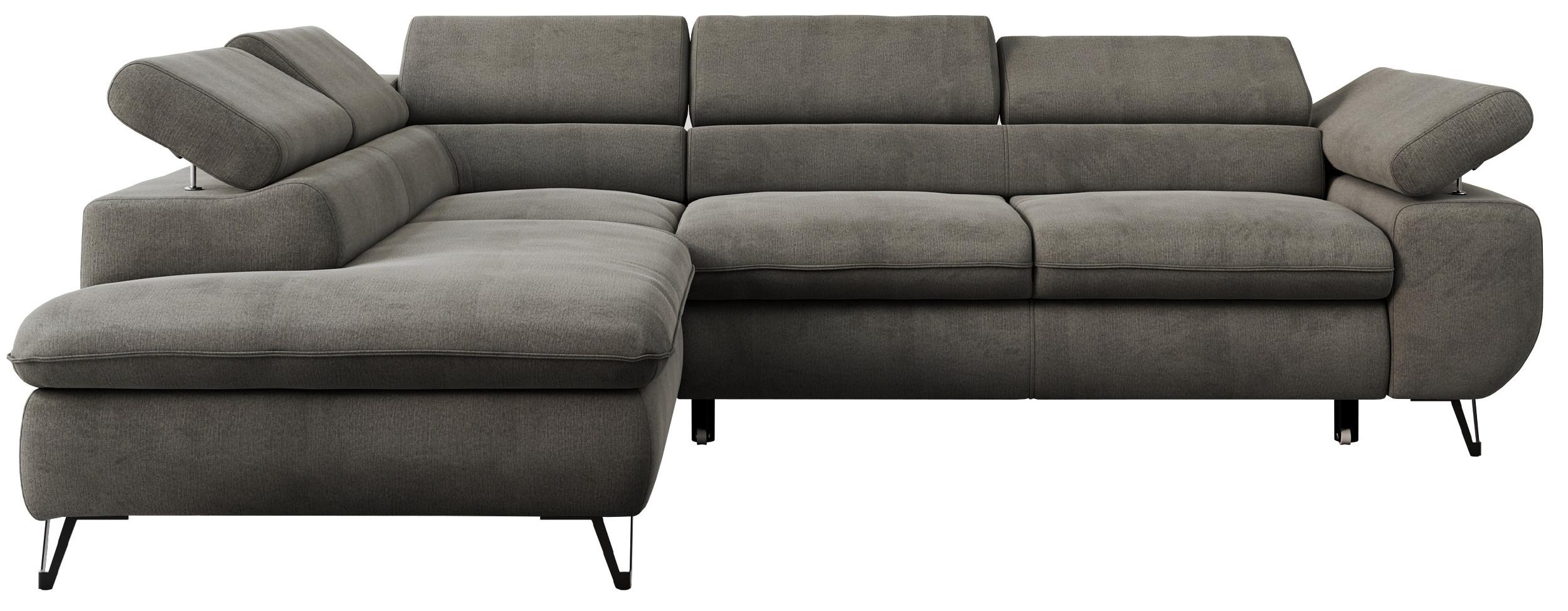 ECKSOFA PETER L Dunkelgrau Velvet - Links Seite - Dunkelgrau/Schwarz, Textil/Metall (208/273cm) - MKS