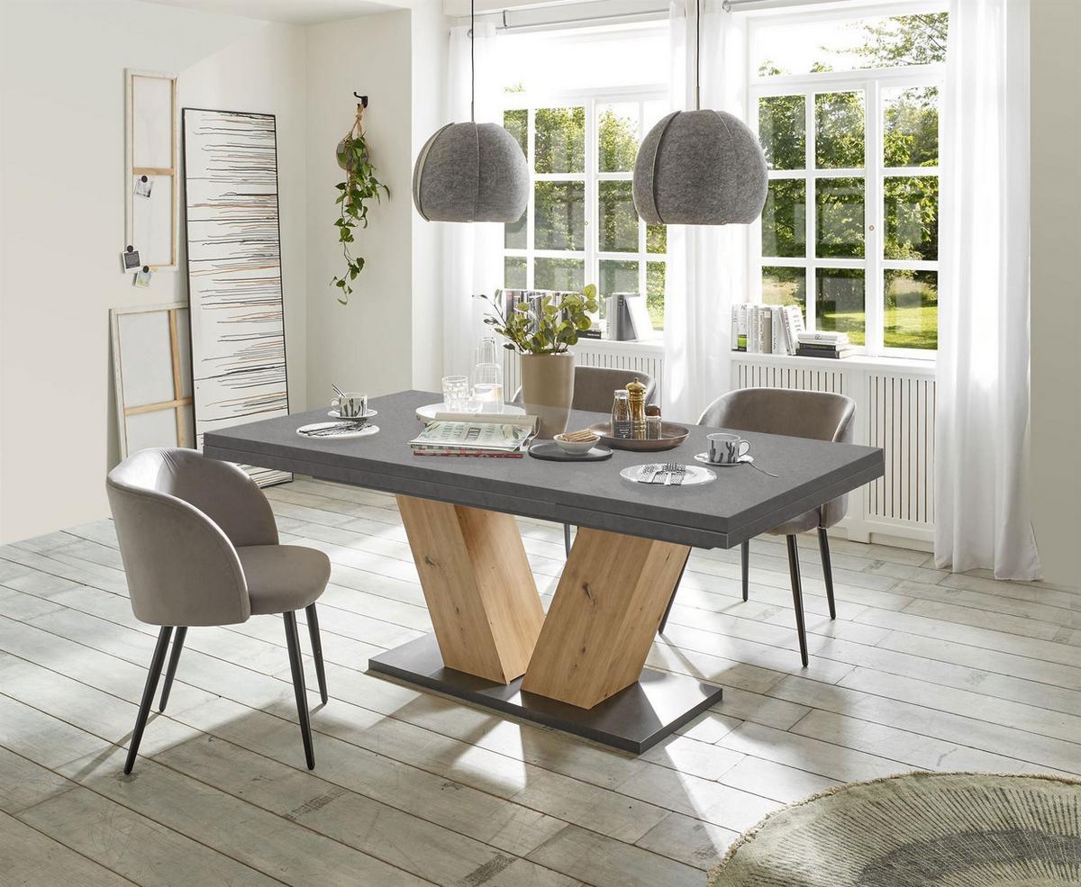 ESSTISCH ausziehbar Elena 160x90x76 Asteiche/Graphit - Grau, Holzwerkstoff (160/90/76cm) - 58aufmkessel