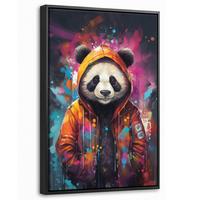 LEINWAND Bilder mit Rahmen - Panda - Jacke - Graffiti - Orange - 40x60 - Orange, Textil (40/60cm) - MuchoWow