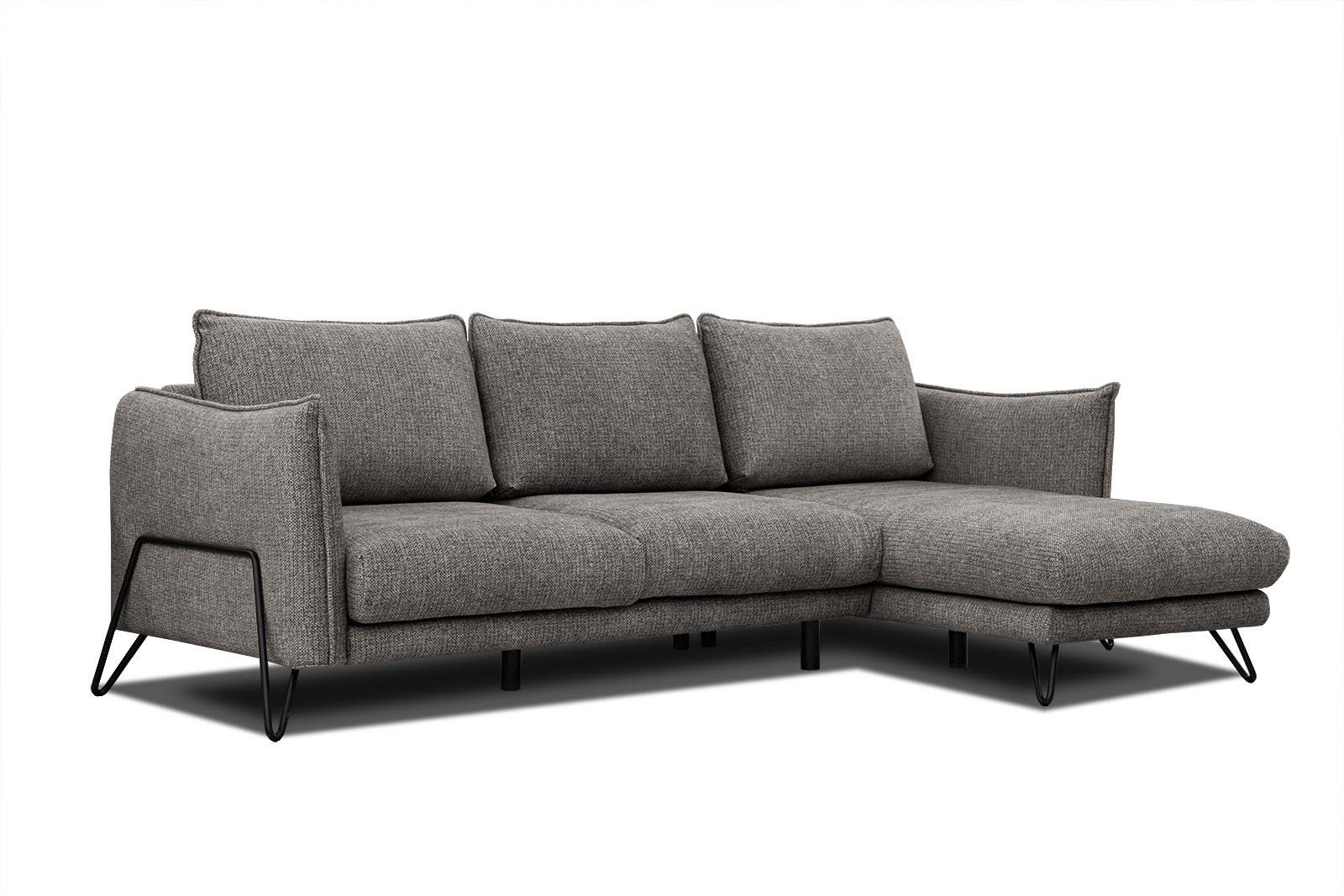 ECKSOFA HOSTEN 4-Sitzer, braun - Schwarz/Braun, Holzwerkstoff/Textil (269/158cm) - Wozimo