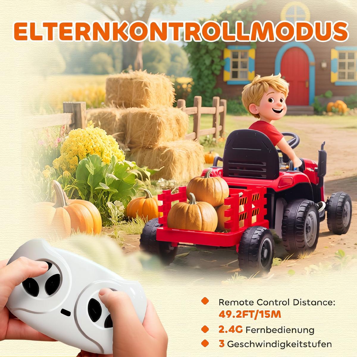 ELEKTRISCHER-TRAKTOR Kunststoff Metall Rot - Rot, Kunststoff (139/58/55cm) - AIYAPLAY