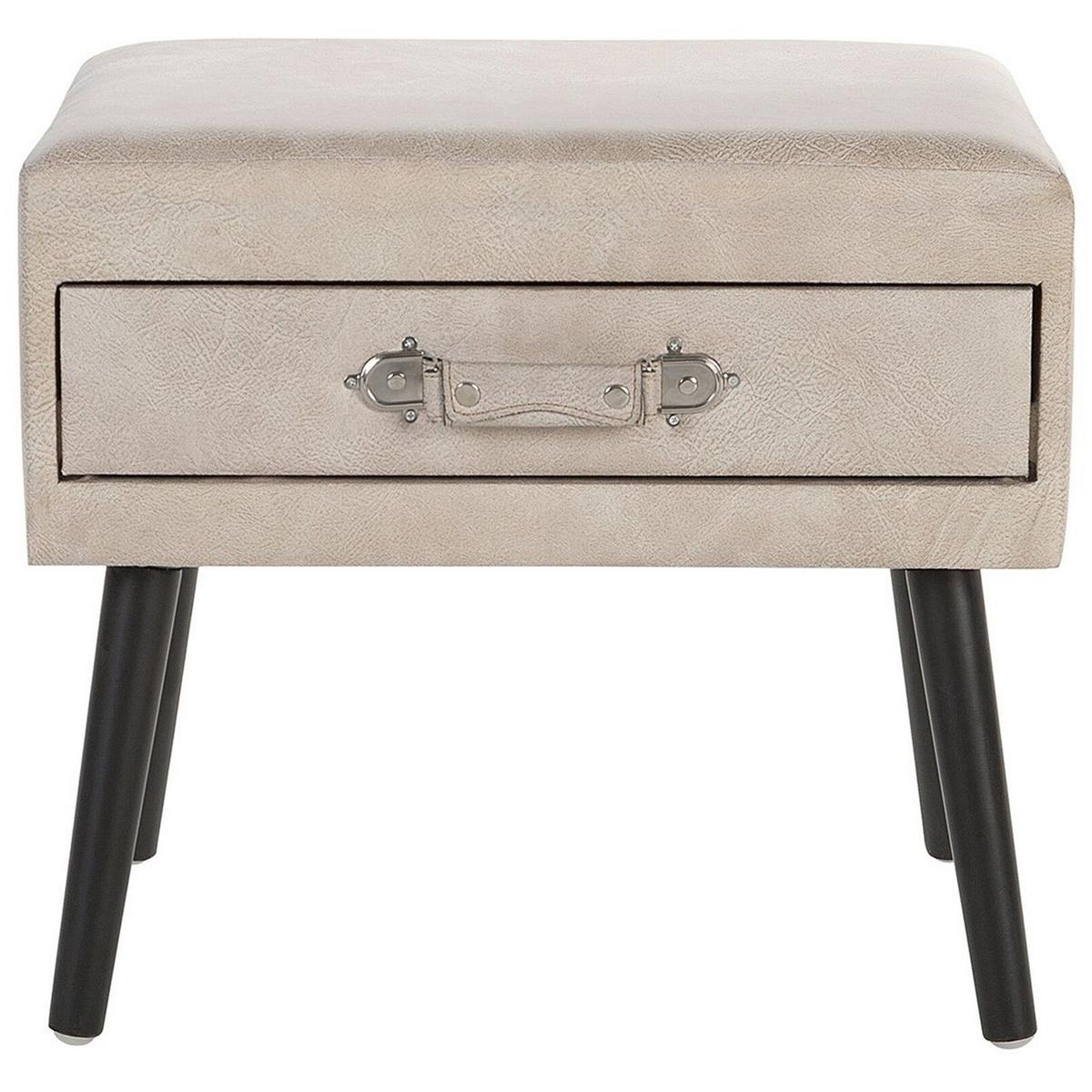NACHTTISCH beige Kunstleder Eurostar - Beige/Schwarz, Kunststoff/Textil (50/46/35cm) - Beliani