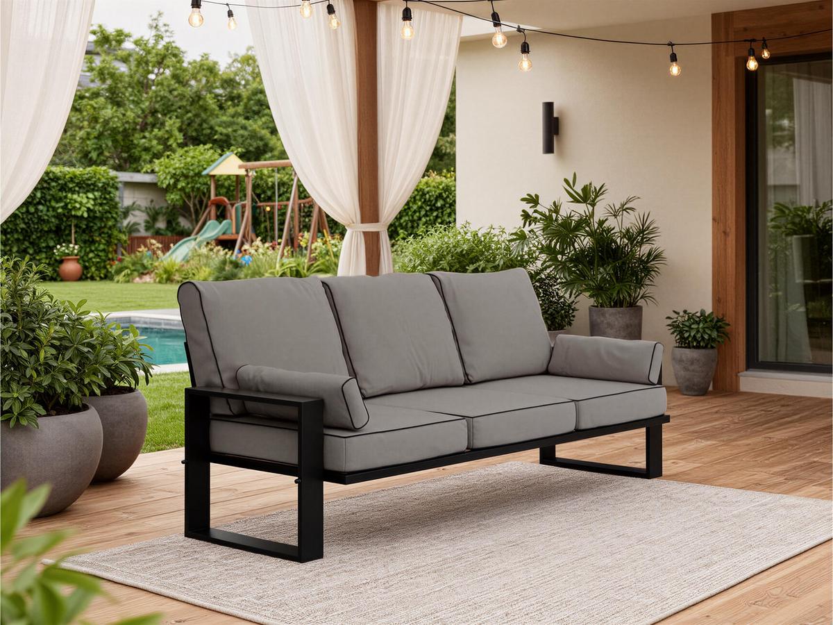 GARTENSOFA Elba 3 Sitzer - Grau - Grau, Textil (215/90/87cm) - MKS