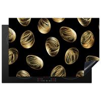 HERDABDECKPLATTE Eier - Gold - Muster Ceranfeldabdeckung 80x52 cm - Schwarz, Kunststoff (80/52/0.2cm) - MuchoWow