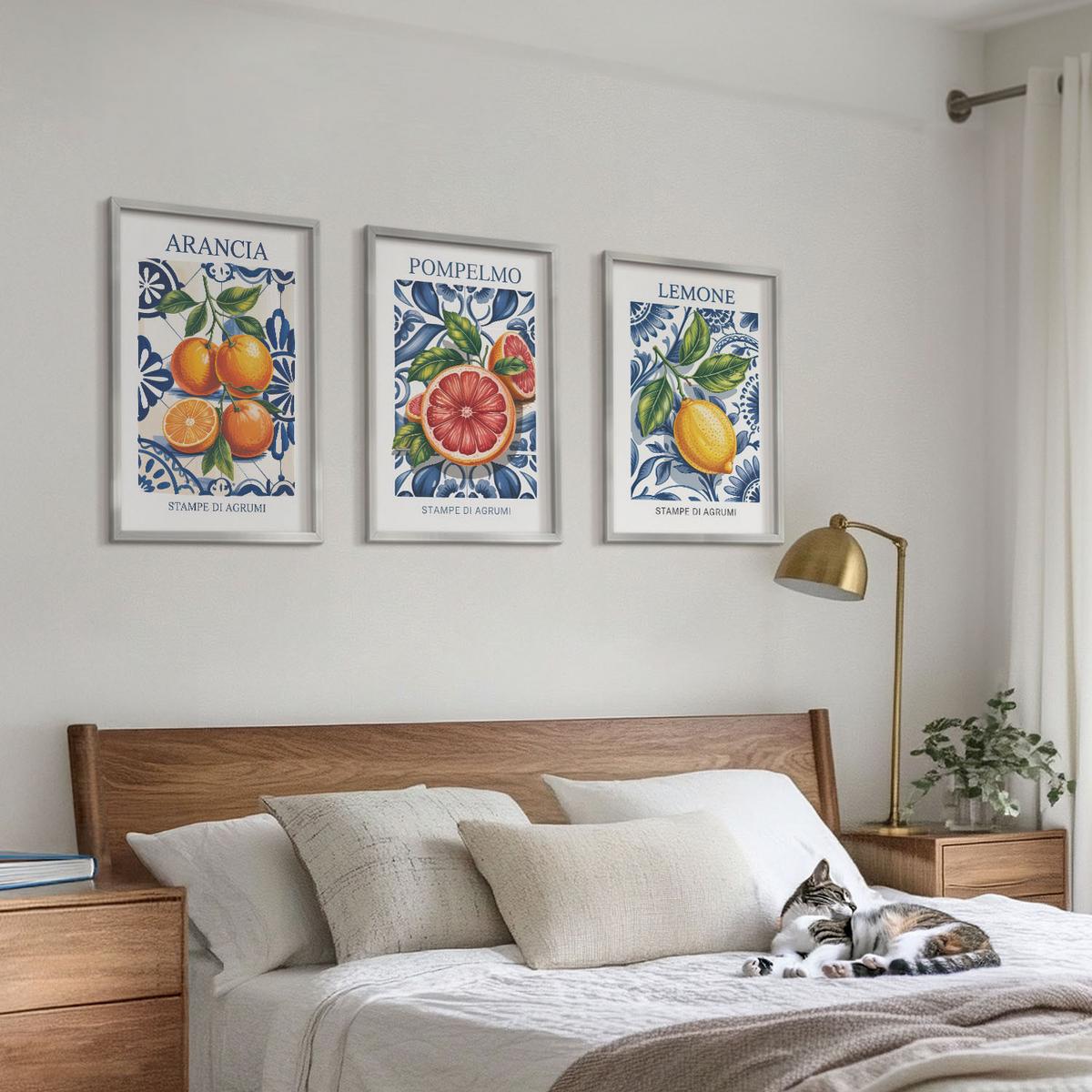 BILDER SET 3er Set - 40x60 cm Silberner Rahmen - Italienische Zitrus-Modeplakate - Silberfarben, Kunststoff (40/60cm) - TULUP