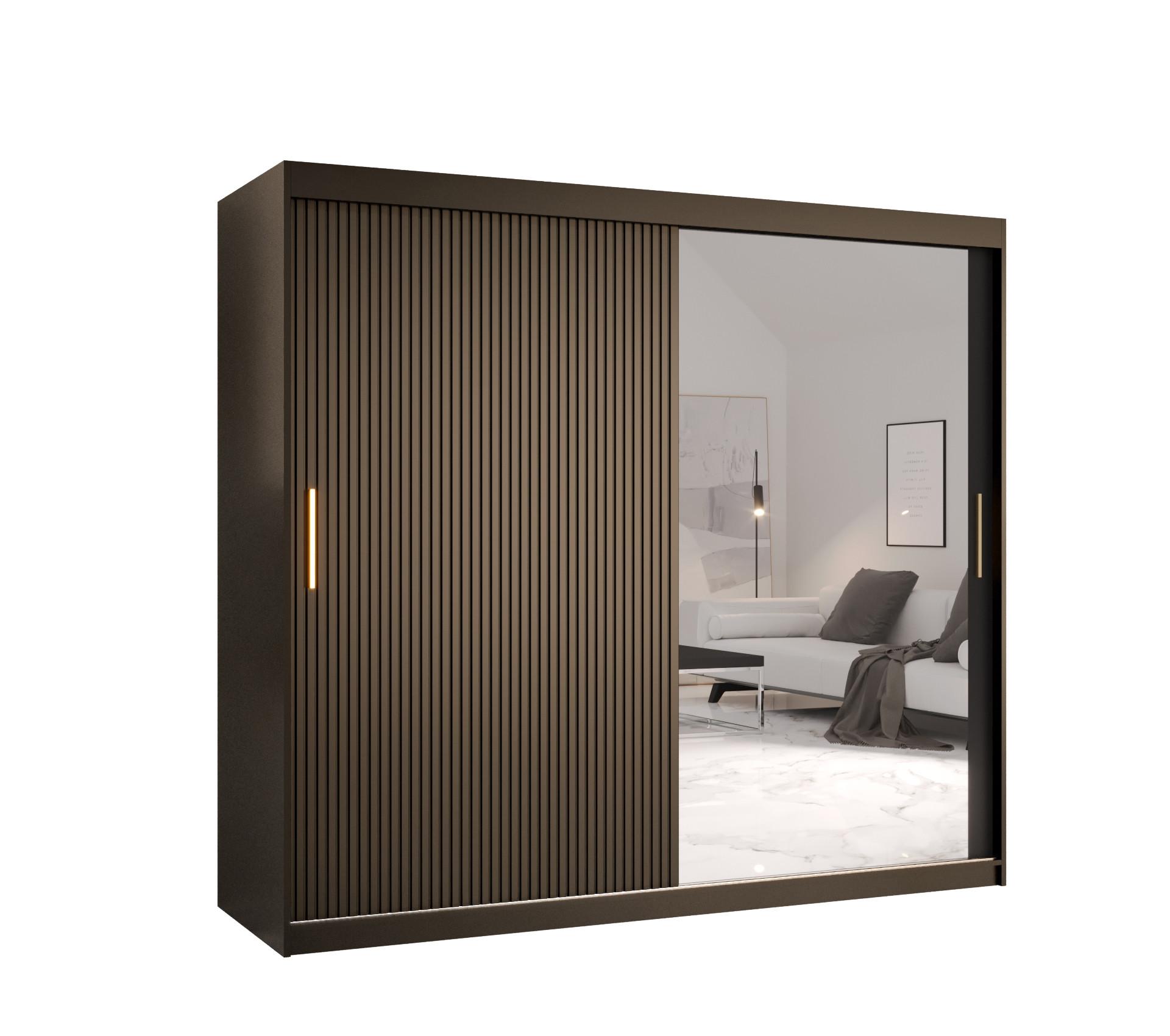 SCHWEBETÜRENSCHRANK 200/200/62 2-türig - Goldfarben/Schwarz, Holz/Kunststoff (200/200/62cm) - MÖBEL KRYSPOL