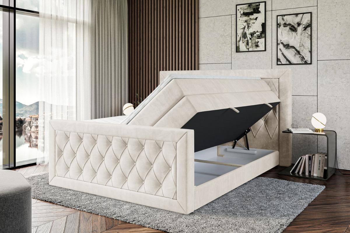 BOXSPRINGBETT NOEL-Z KING - 200 x 200 - H3/H4 - Ecru - Ecru, Holzwerkstoff (200/200cm) - ALTDECOR