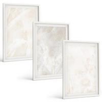 BILDER SET 3er Set - 40x60 cm Weißer Rahmen - Die Struktur von elegantem Marmor - Weiß, Kunststoff (40/60cm) - TULUP