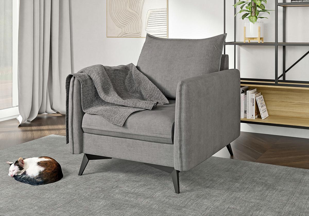SESSEL Pulse Grau Luxusmicrofaser - Schwarz/Grau, Holz/Textil (74/86/31cm) - S-Style Möbel
