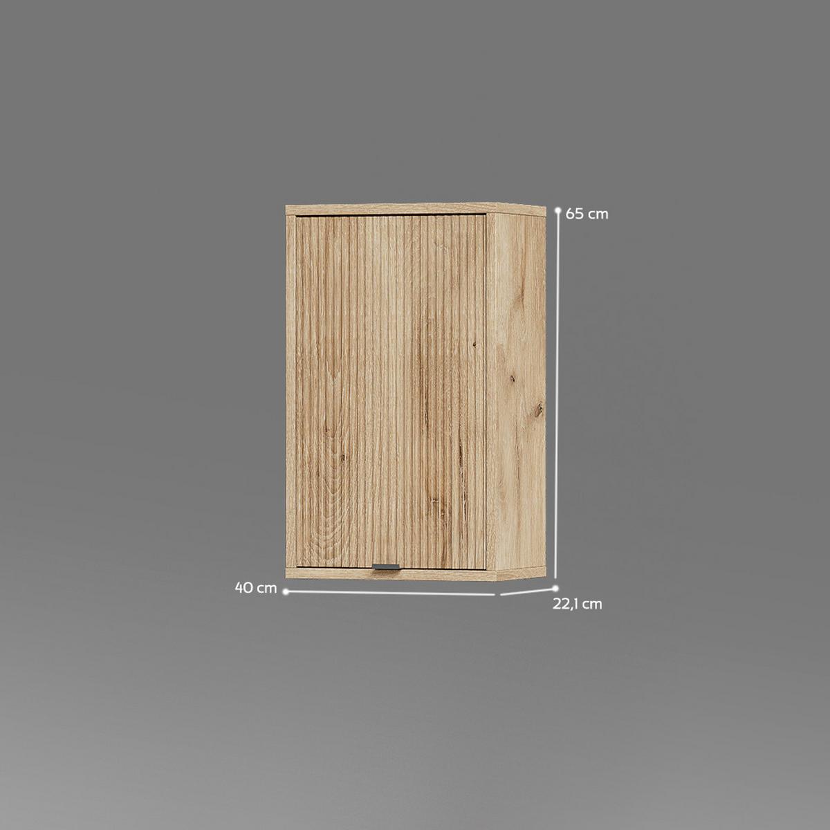 BADSCHRANK ATERNO Viking Oak 40 x 65 cm mit 2 Regalböden - Eichefarben, Holzwerkstoff (40/65/22.1cm) - Livinity®