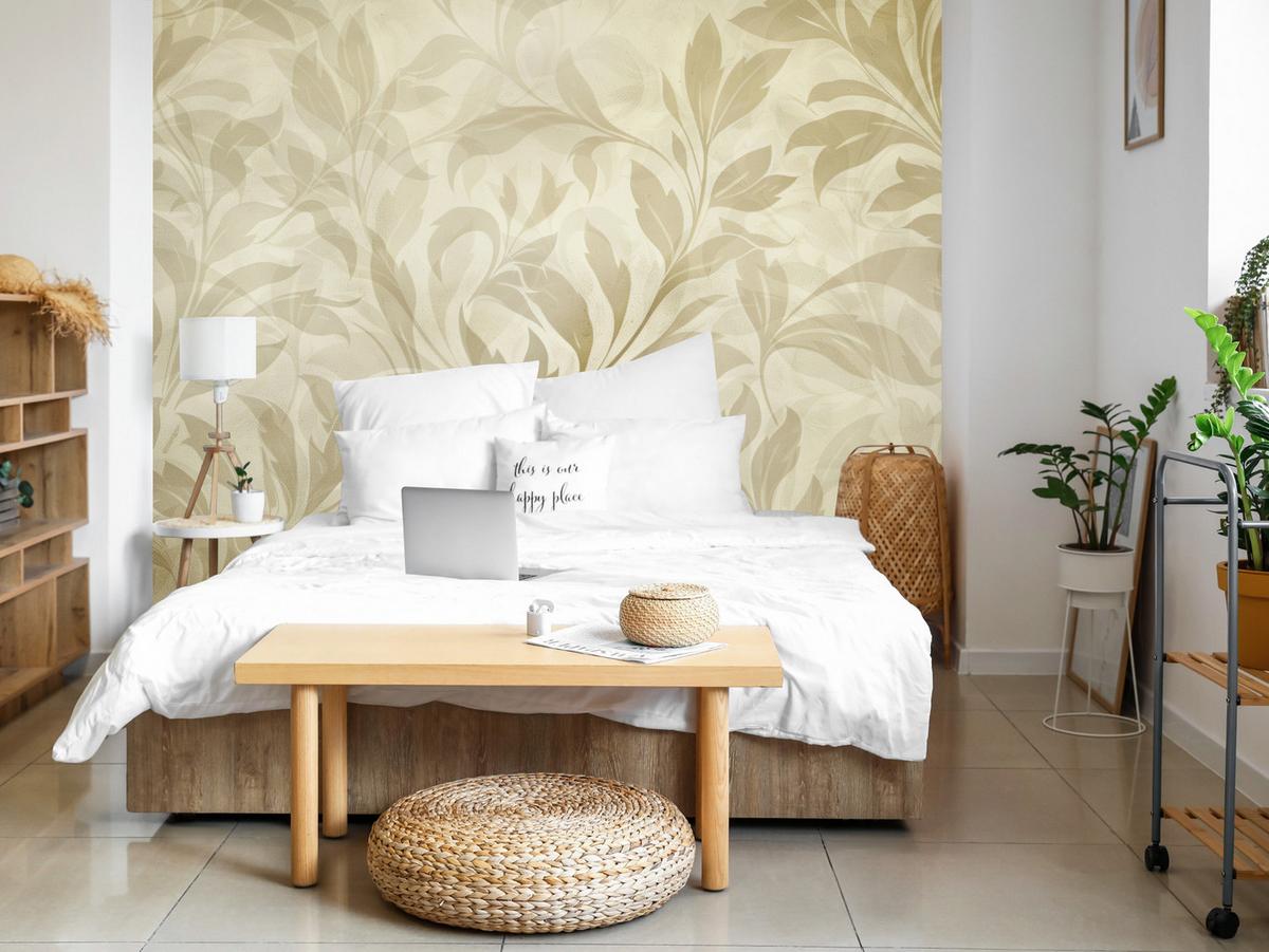 FOTOTAPETE für Schlafzimmer Blätter Pflanzen Natur 250x175 - Beige/Braun, Papier (250/175cm) - Muralo