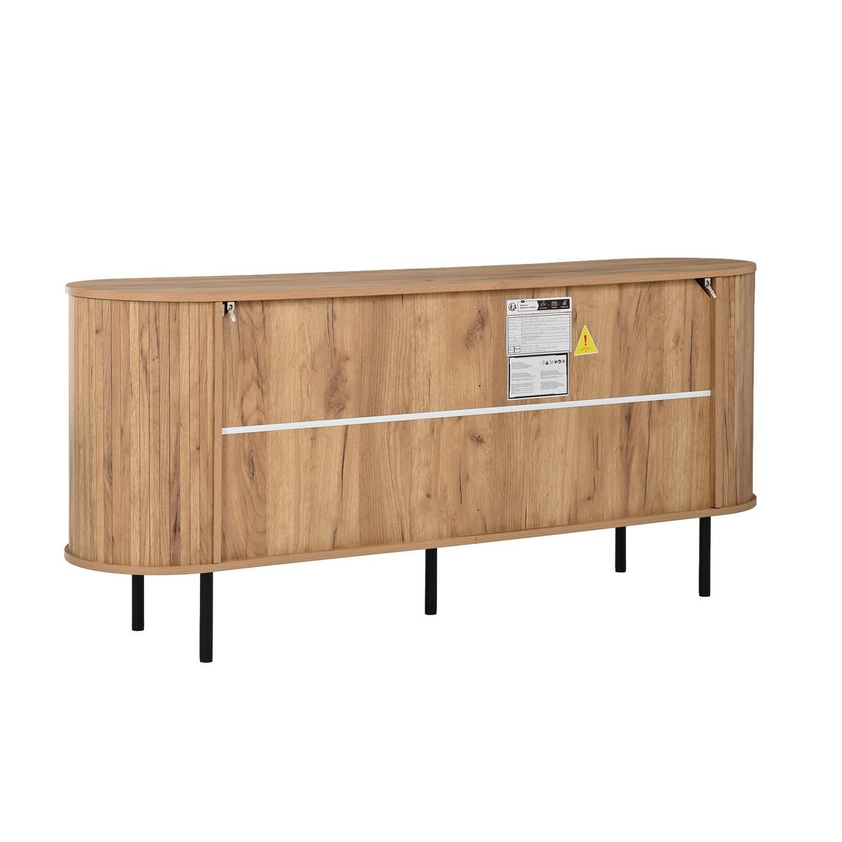 SIDEBOARD Naturholzoptik 160cm mit 4 Lamellentüren & Metallfüßen - Naturfarben, Holzwerkstoff (160/70/40cm) - Urban Meuble