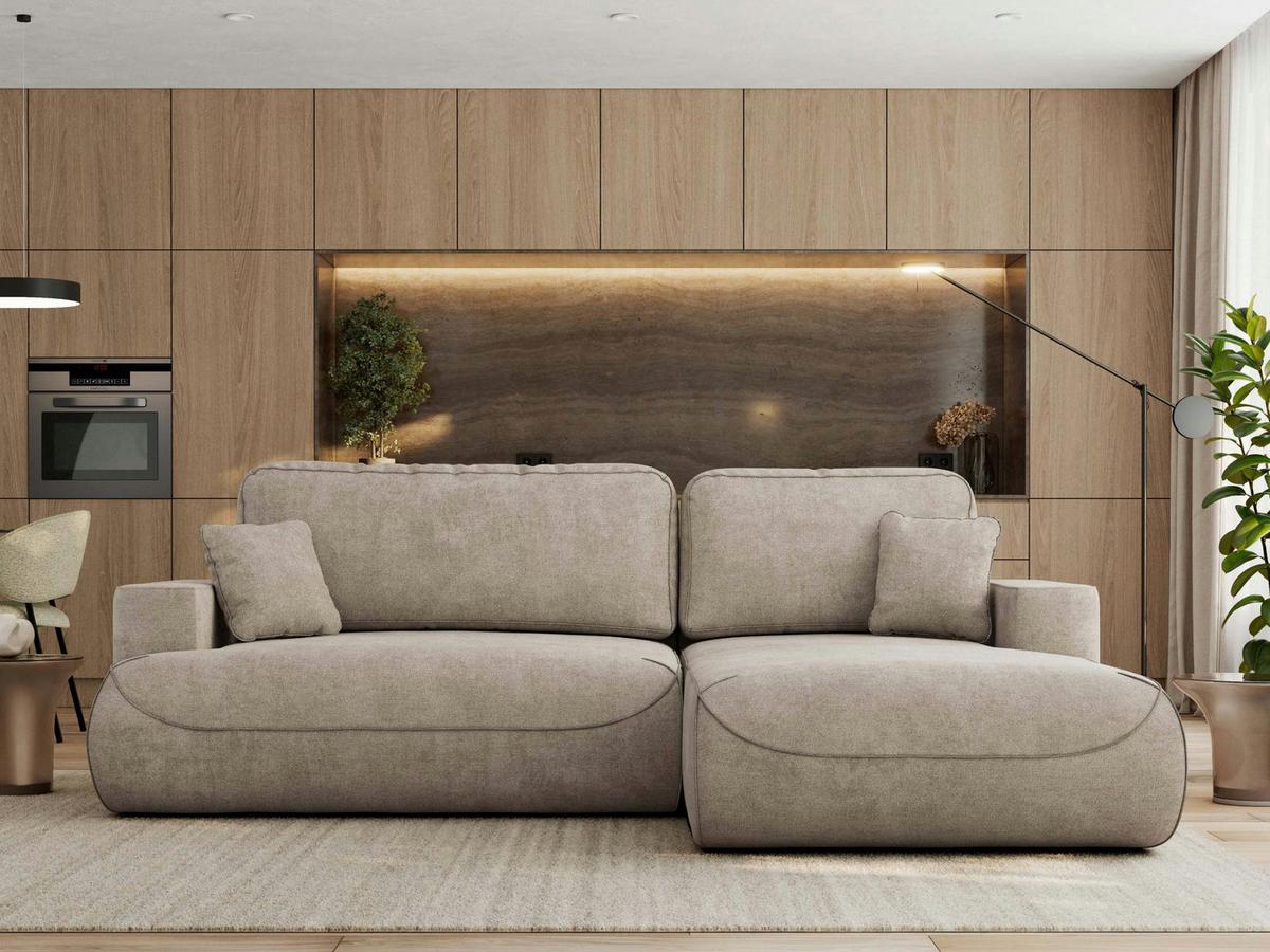 ECKSOFA OVO L Beige Struktur - Rechts Seite - Beige/Schwarz, Kunststoff/Textil (195/271cm) - MKS