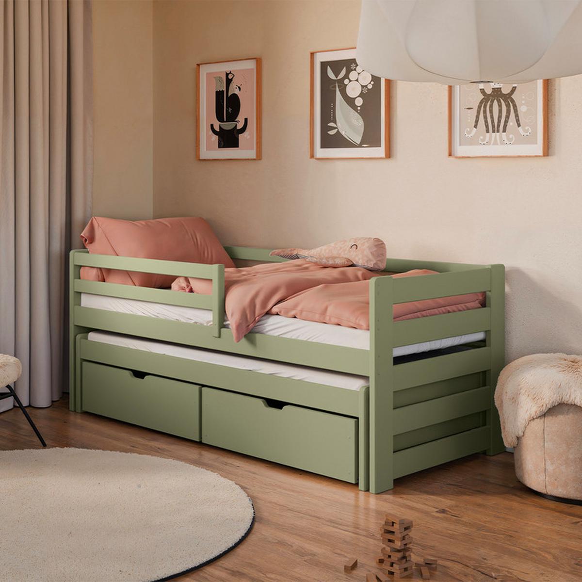BETT 90/200 Jordan Olive - Grün, Holzwerkstoff (90/200cm) - Petits-meubles