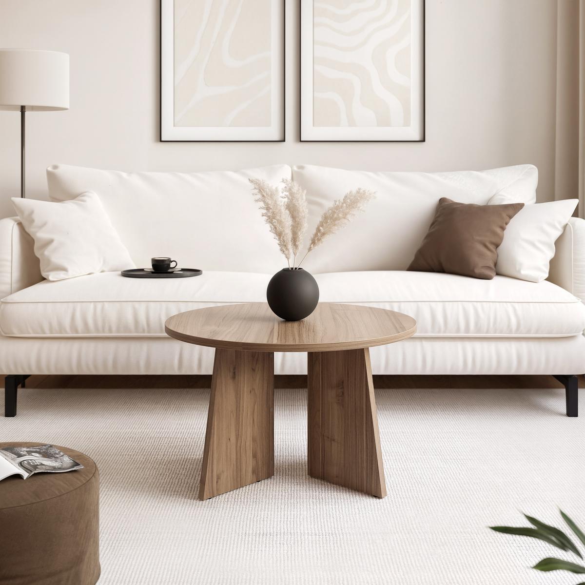 COUCHTISCH BELLAGIO 75/47 cm runden, Kaschmir/Nussbaum - Kaschmir, Holzwerkstoff (75/75/47cm) - Idohome
