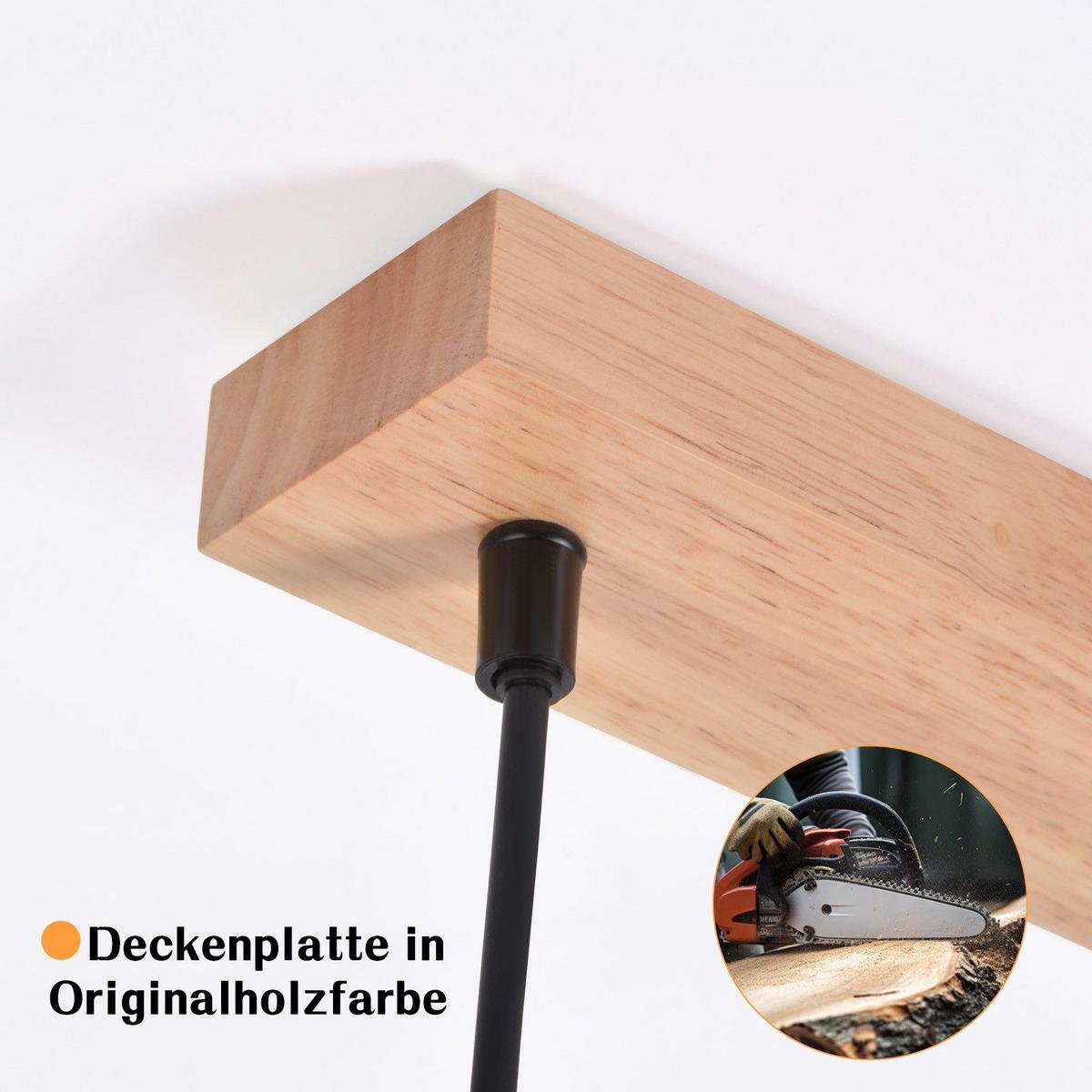 PENDELLEUCHTE Rynnf 42/12/146.5 cm - Hellbraun, Glas/Holz (42/12/146.5cm) - ZMH