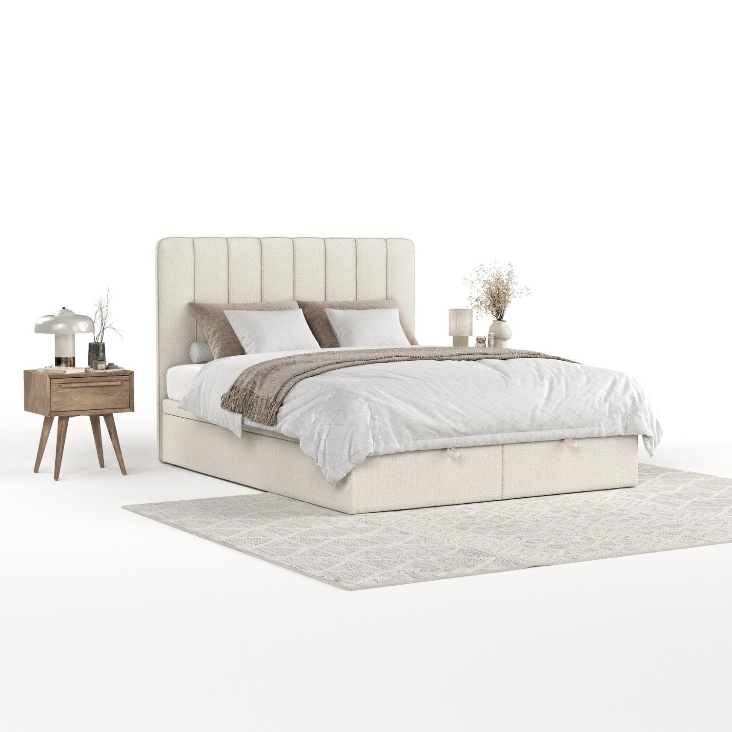 POLSTERBETT Vienna mit Stauraum 200/200 cm Hellbeige im Alta Stoff - Sandfarben/Schwarz, Holz/Holzwerkstoff (200/200cm) - AltaBeds