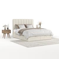 POLSTERBETT Vienna mit Stauraum 180/200 cm Hellbeige im Alta Stoff - Sandfarben/Schwarz, Holz/Holzwerkstoff (180/200cm) - AltaBeds