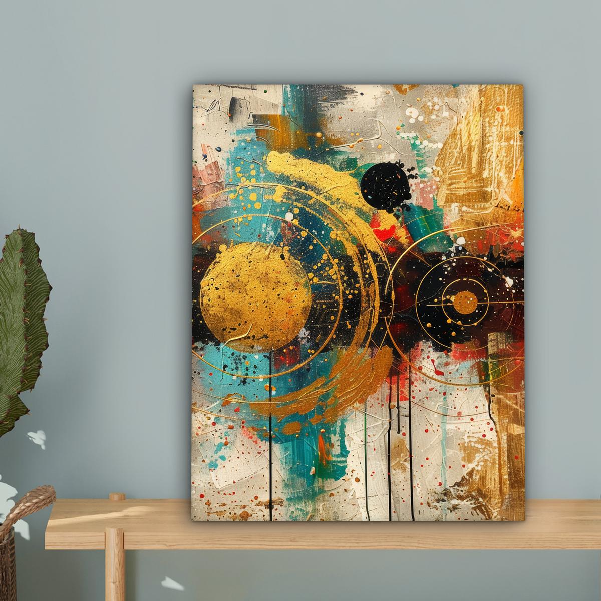 LEINWANDBILD Abstrakt - Kunst - Gold - Modern Room Decor 30x40 cm - Multicolor, Textil (30/40cm) - MuchoWow